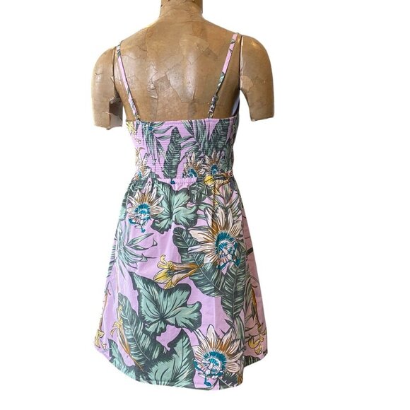 J.Crew Tropical Floral Print Poplin Pink/Lavender Floral Sun Dress S #333F - Picture 5 of 8